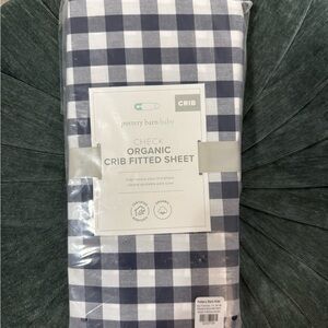 Pottery Barn Kids Navy and White Checkered Crib Sheet